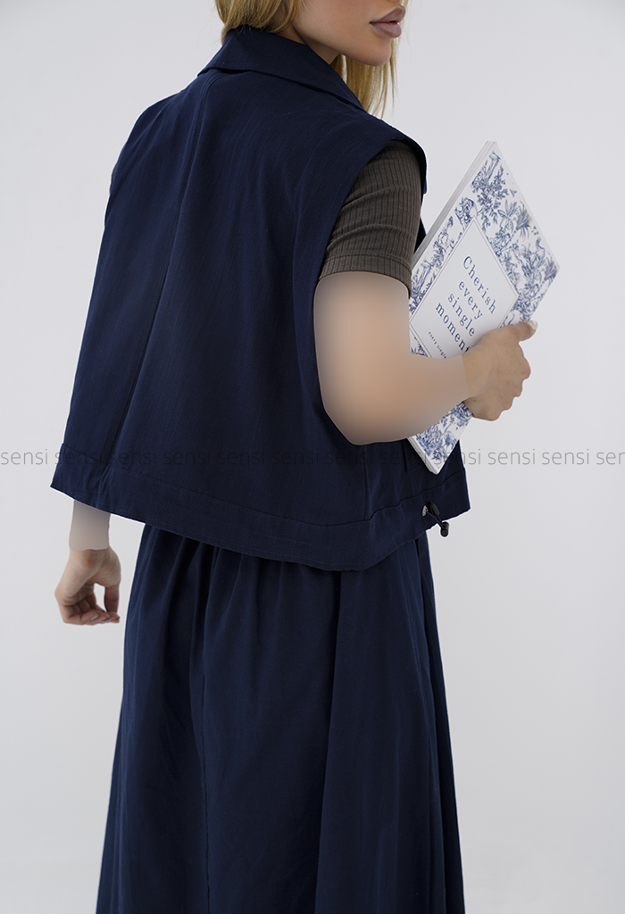 وست زنانه لینن جلو زیپ کد1006501